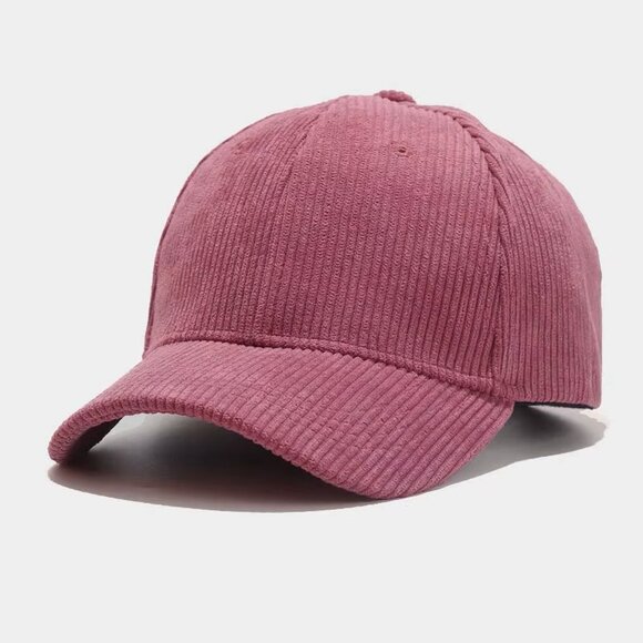 Rose Red Corduroy Baseball Cap - Adjustable Vintage Dad Hat Casual Streetwear - Picture 1 of 1